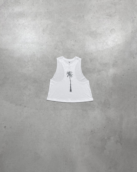 SLEEVELESS CROPPED RACERBACK TANK - PALMS